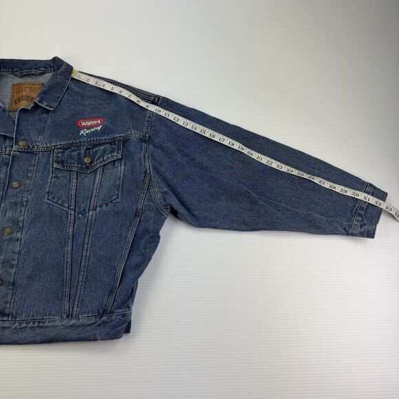 Vintage MV Sport Denim Jacket XL Wynn’s Racing Logo Embroidered Jean Trucker - Picture 12 of 13